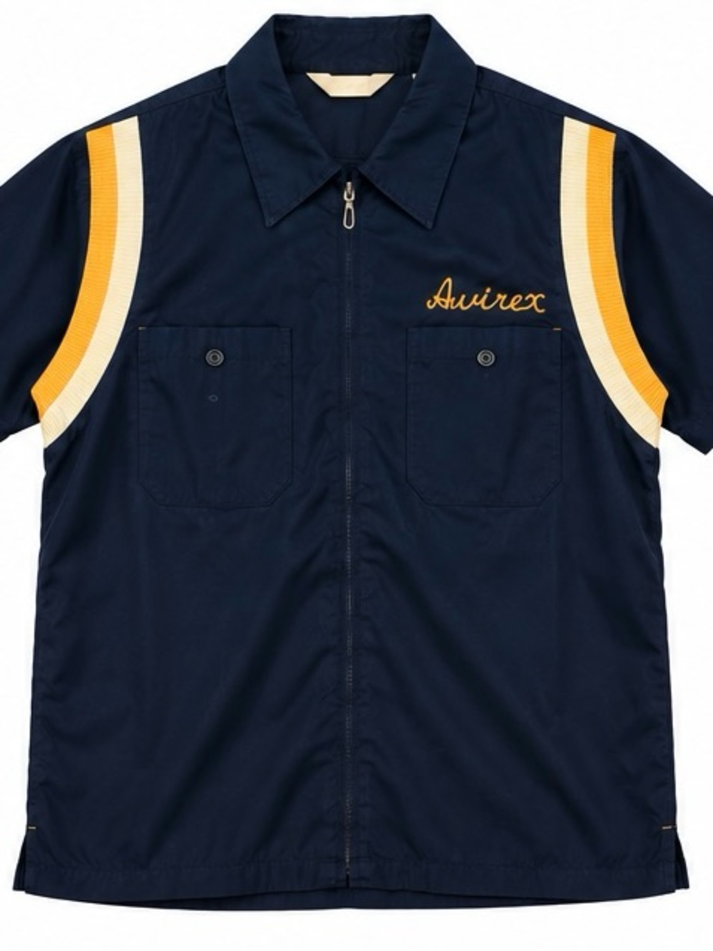 Avirex Air Borne Troop Carrier Embroidered Zip Shirt Navy Size L
